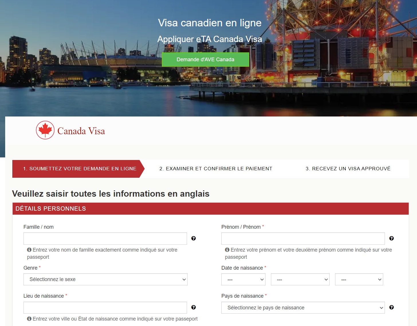 Online Canada Visa taalondersteuning